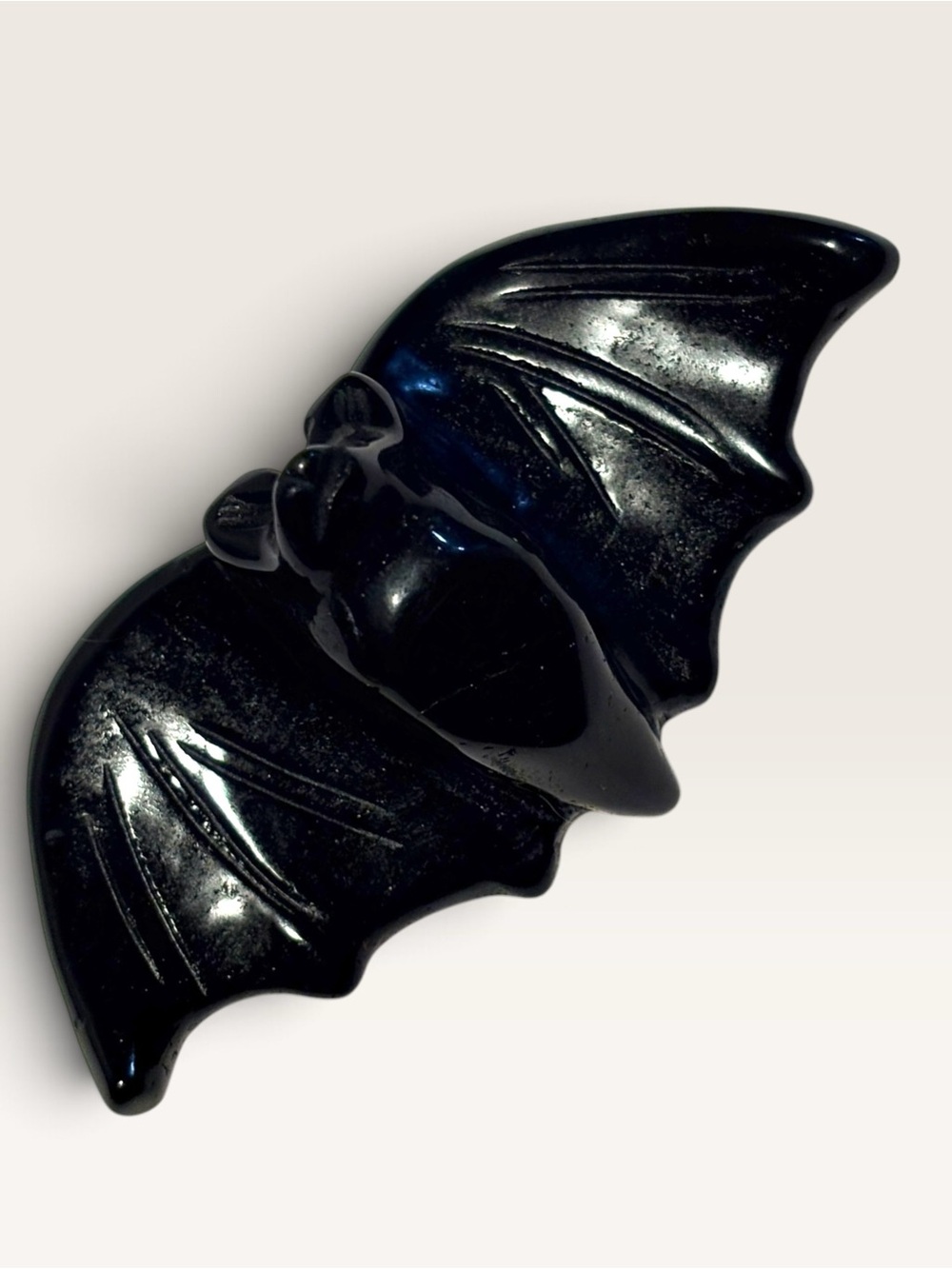Black Obsidian Bat Figurine - Halloween Decorative Home Art - Picture 4 of 8